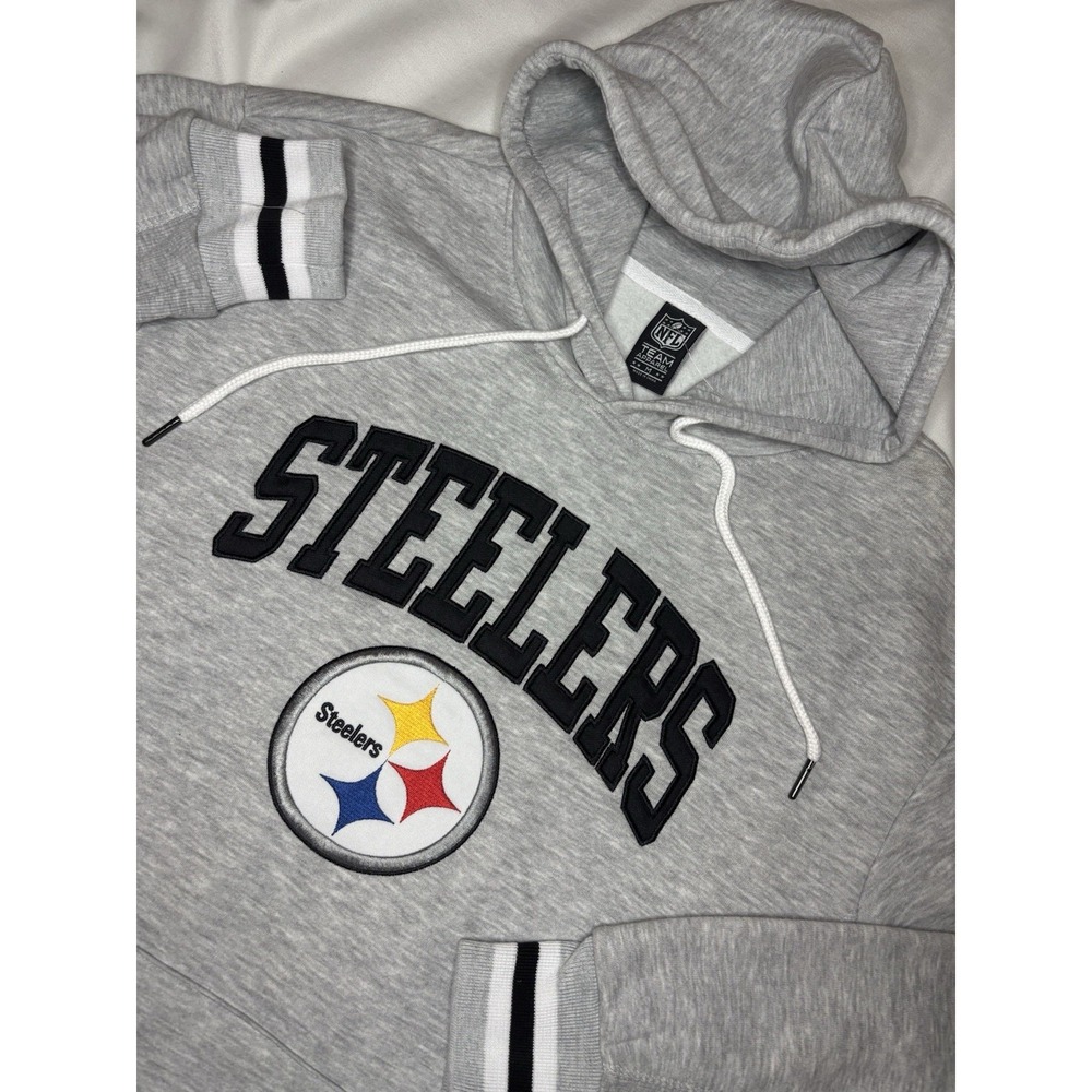 Pittsburgh Steelers Hoodie Sweatshirt Medium NFL Team Apparel Gray NWOT
